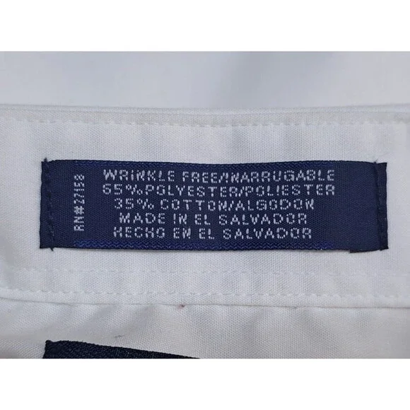 Vintage Mens Puritan White Long Sleeve Shirt Button Up Wrinkle Free Size XXL-2XL - Picture 7 of 10